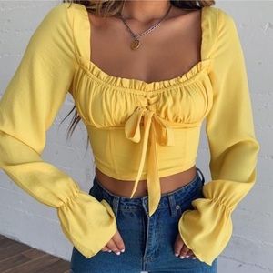 Tiger Mist Yellow Crop Top